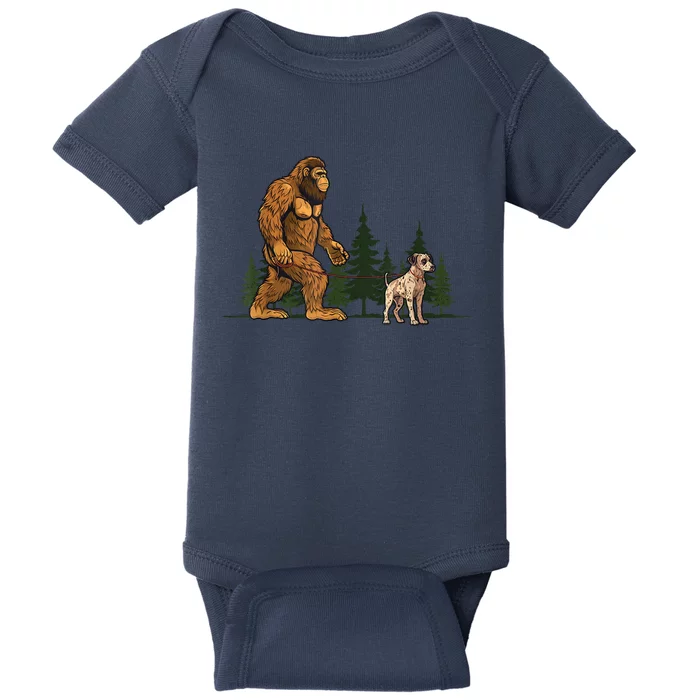 Funny Catahoula Leopard Bigfoot Dog Walking Dog Mom Dad Baby Bodysuit