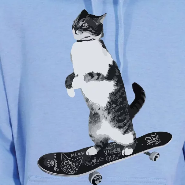 Funny Cats Lovers Skateboarding Cat Unisex Surf Hoodie