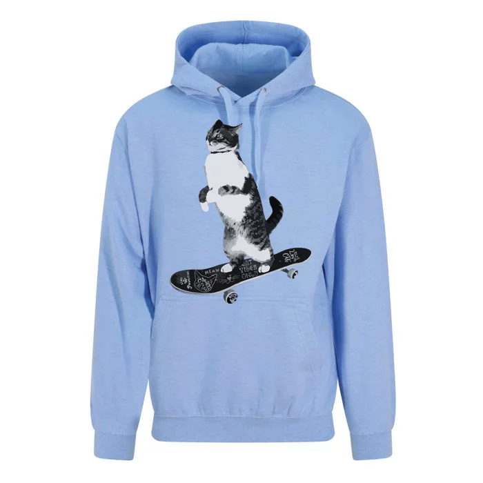 Funny Cats Lovers Skateboarding Cat Unisex Surf Hoodie