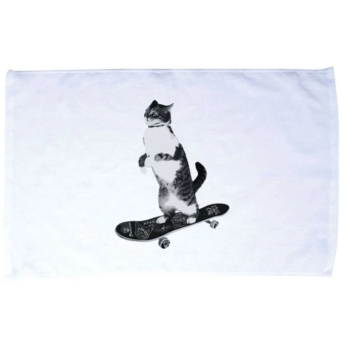 Funny Cats Lovers Skateboarding Cat Microfiber Hand Towel