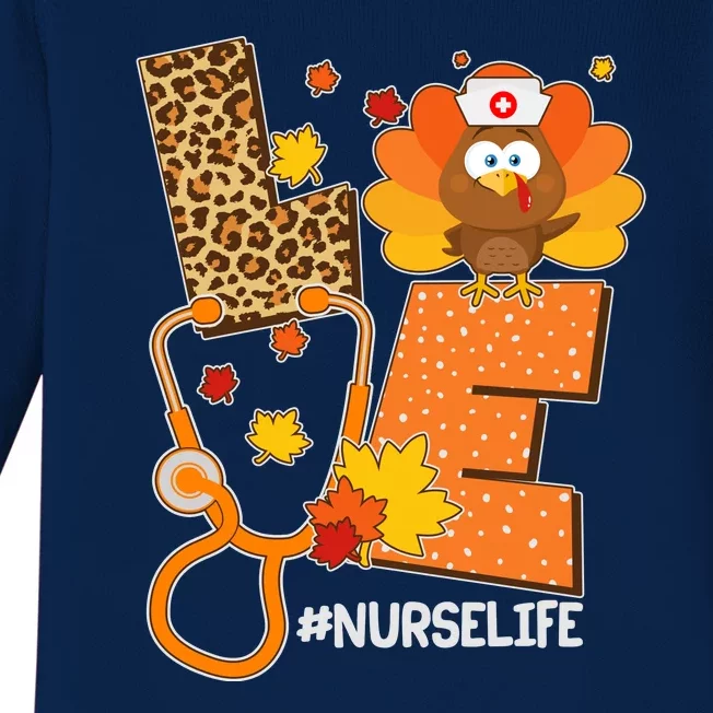 Funny Cute Love Thanksgiving #Nurse Life Baby Long Sleeve Bodysuit