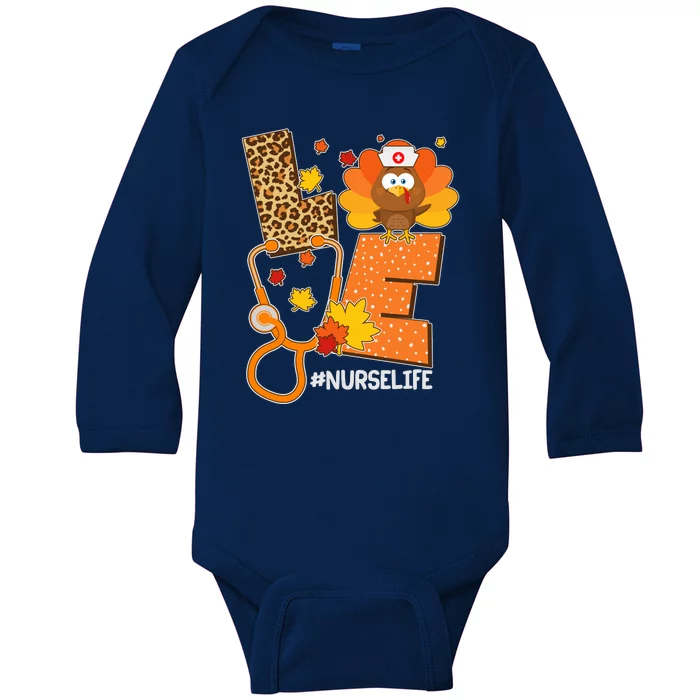 Funny Cute Love Thanksgiving #Nurse Life Baby Long Sleeve Bodysuit