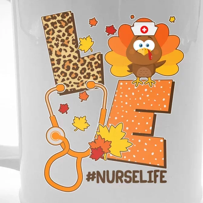 Funny Cute Love Thanksgiving #Nurse Life Front & Back Beer Stein