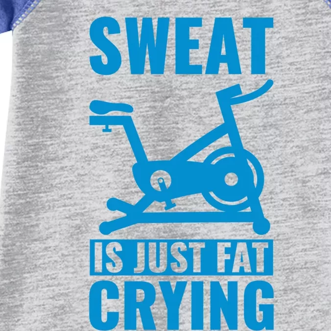 Funny Cycling Lover Spinning Sweat Is Just Fat Crying Cute Gift Infant Baby Jersey Bodysuit