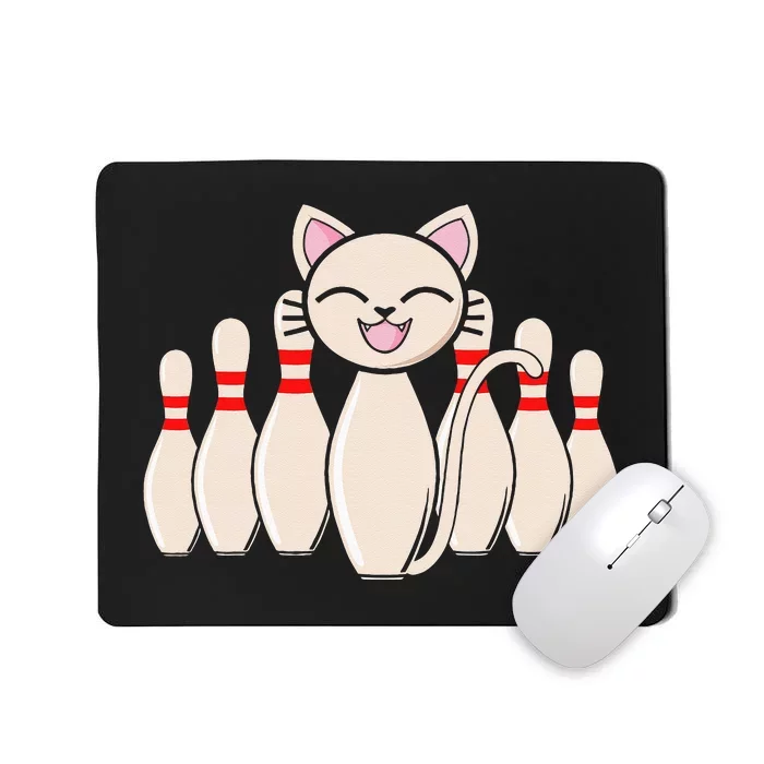 Funny Cat Lover Tee Bowling Pin Cat Bowler Bowling Player Mousepad