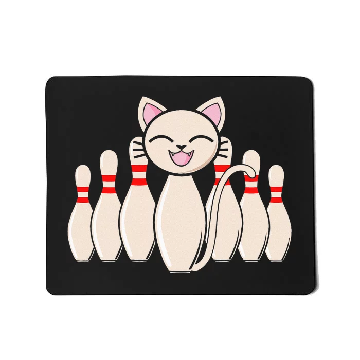 Funny Cat Lover Tee Bowling Pin Cat Bowler Bowling Player Mousepad