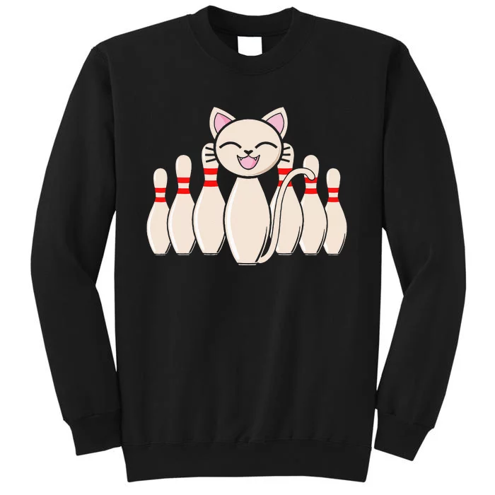 Funny Cat Lover Tee Bowling Pin Cat Bowler Bowling Player Tall Sweatshirt