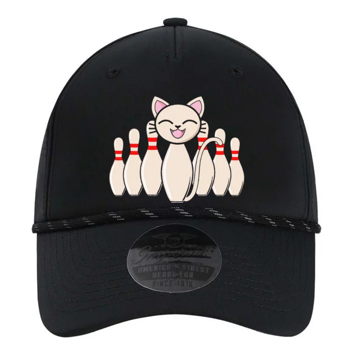 Funny Cat Lover Tee Bowling Pin Cat Bowler Bowling Player Performance The Dyno Cap