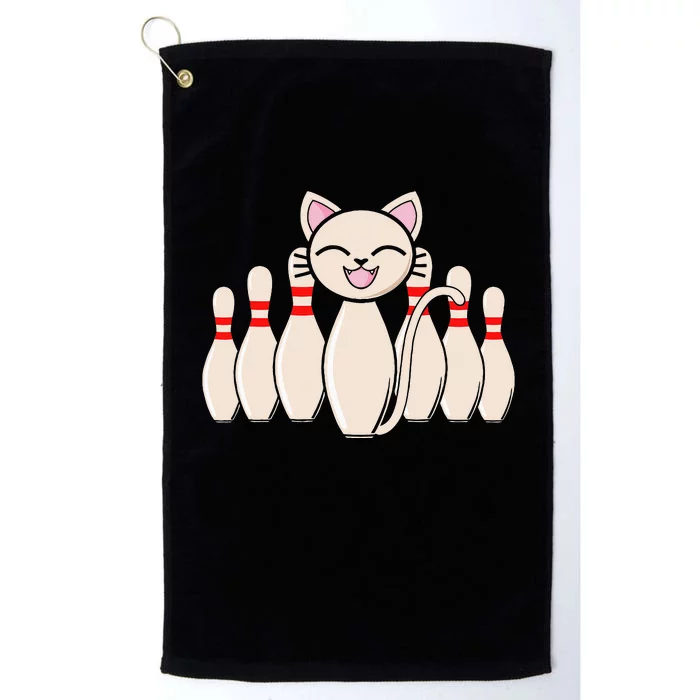 Funny Cat Lover Tee Bowling Pin Cat Bowler Bowling Player Platinum Collection Golf Towel