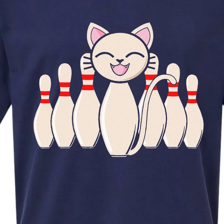 Funny Cat Lover Tee Bowling Pin Cat Bowler Bowling Player Sueded Cloud Jersey T-Shirt