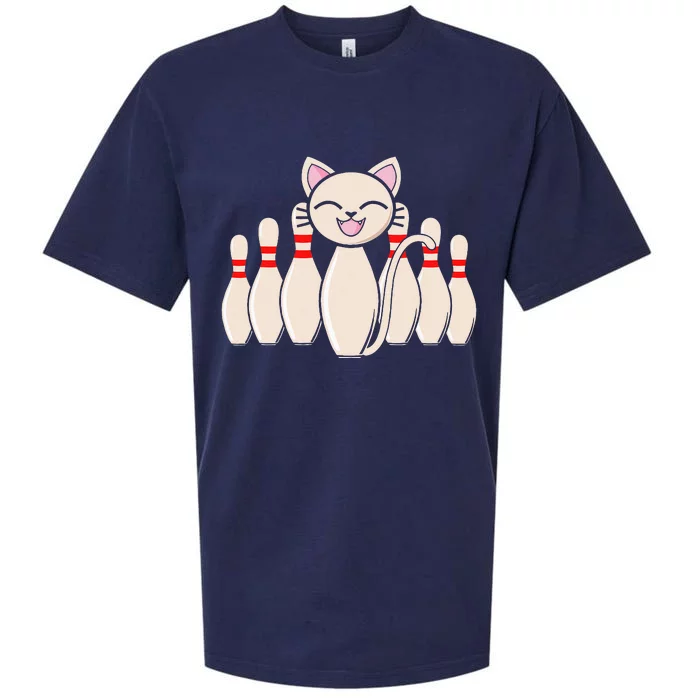 Funny Cat Lover Tee Bowling Pin Cat Bowler Bowling Player Sueded Cloud Jersey T-Shirt