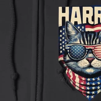 Funny Cat Lady Graphic Kamala Harris For President 2024 Full Zip Hoodie