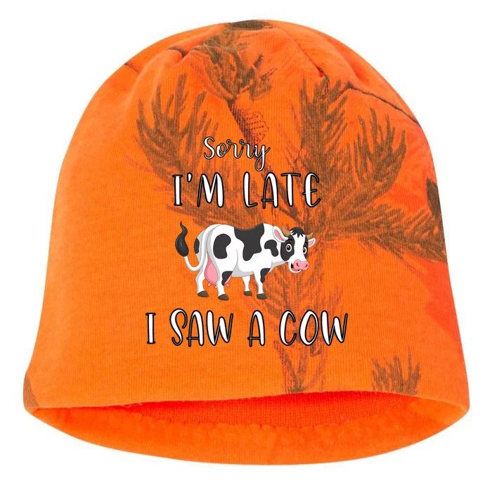 Funny Cow Lover Farmer Print Sorry I Am Late I Saw A Cow Gift Kati - Camo Knit Beanie