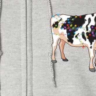 Funny Christmas Lights Cow Full Zip Hoodie