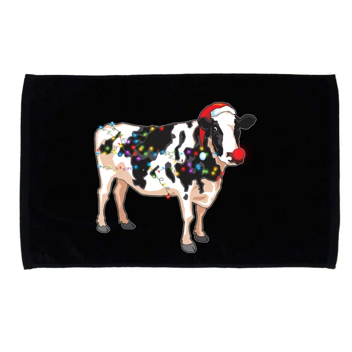 Funny Christmas Lights Cow Microfiber Hand Towel