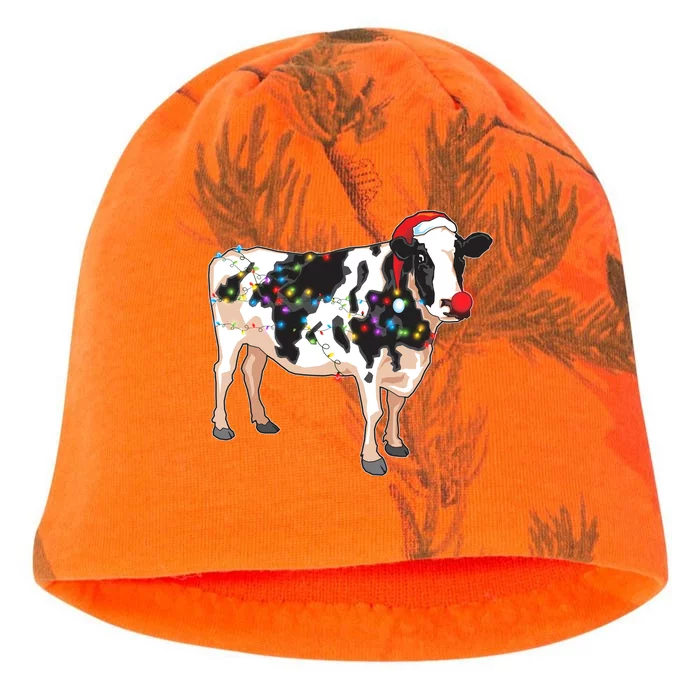 Funny Christmas Lights Cow Kati - Camo Knit Beanie