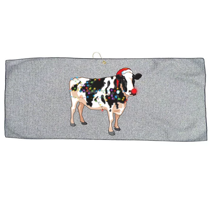 Funny Christmas Lights Cow Large Microfiber Waffle Golf Towel