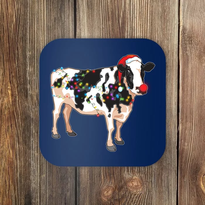 Funny Christmas Lights Cow Coaster