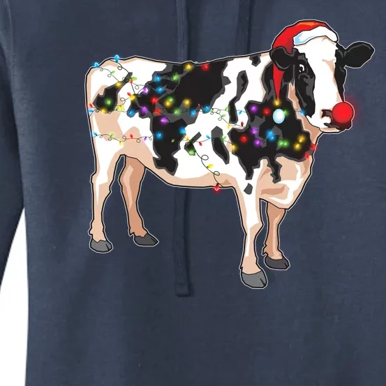 Funny Christmas Lights Cow Women's Pullover Hoodie