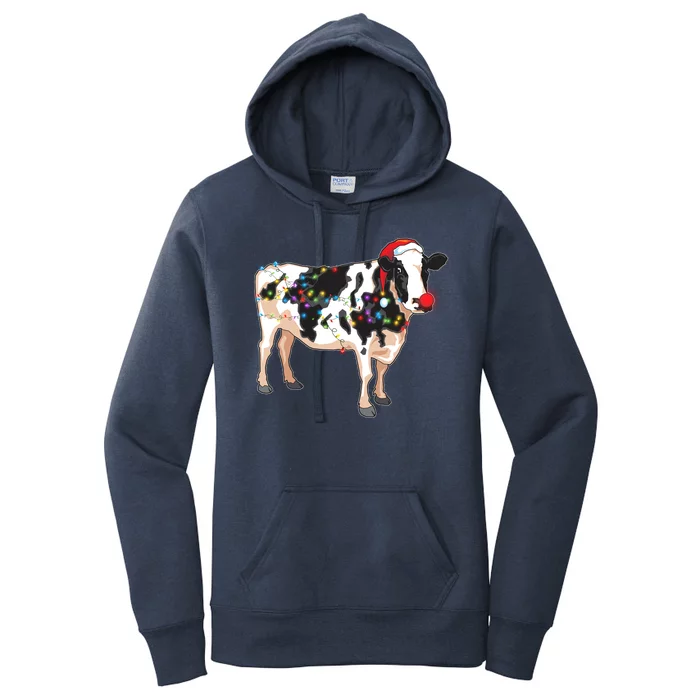 Funny Christmas Lights Cow Women's Pullover Hoodie