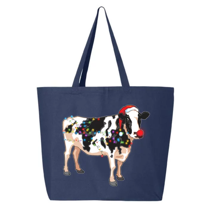 Funny Christmas Lights Cow 25L Jumbo Tote