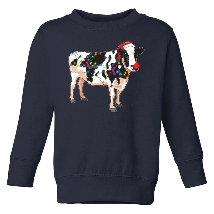 Funny Christmas Lights Cow Toddler Sweatshirt