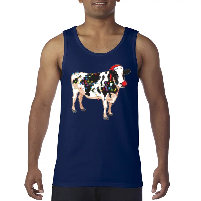 Funny Christmas Lights Cow Tank Top