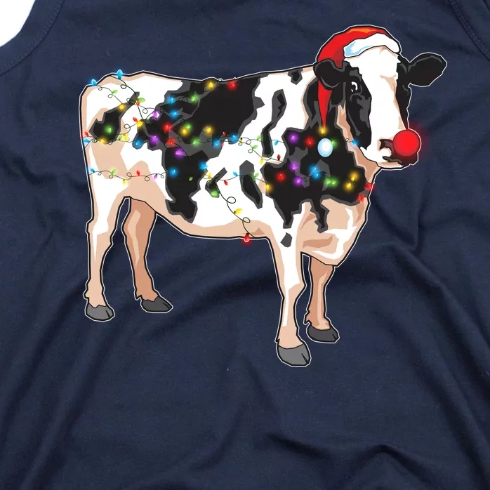 Funny Christmas Lights Cow Tank Top