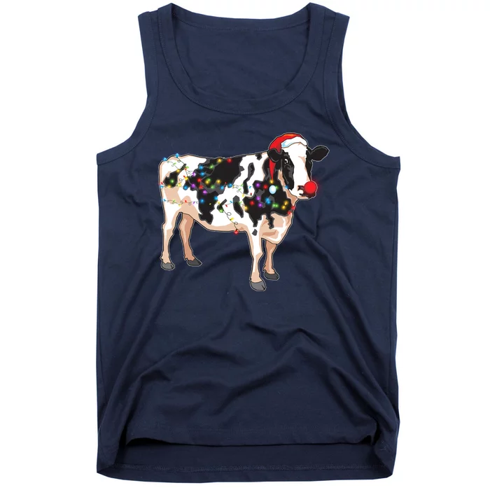 Funny Christmas Lights Cow Tank Top