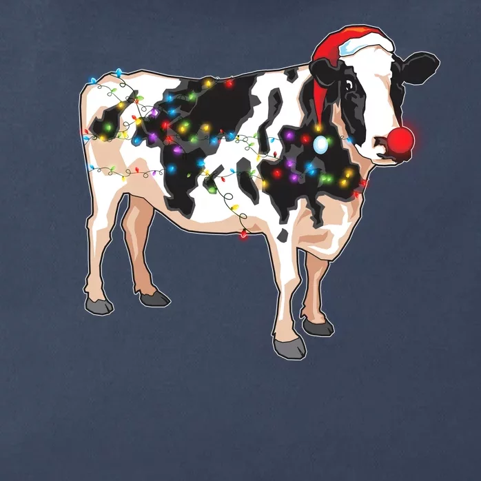 Funny Christmas Lights Cow Zip Tote Bag