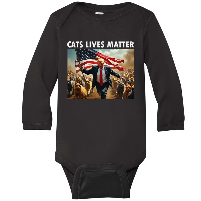 Funny Cat Lives Matter Pres Election 2024 Cats Dogs Pets Gift Baby Long Sleeve Bodysuit