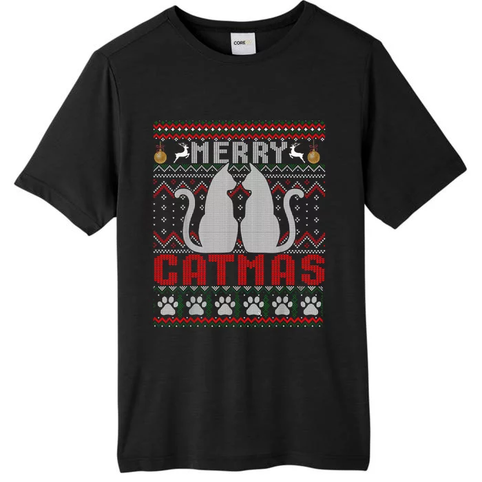 Funny Cat Lover Merry Catmas Ugly Christmas Sweater ChromaSoft Performance T-Shirt