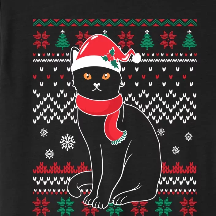 Funny Cat Lovers Cute Cat Santa Hat Ugly Christmas Sweater ChromaSoft Performance T-Shirt