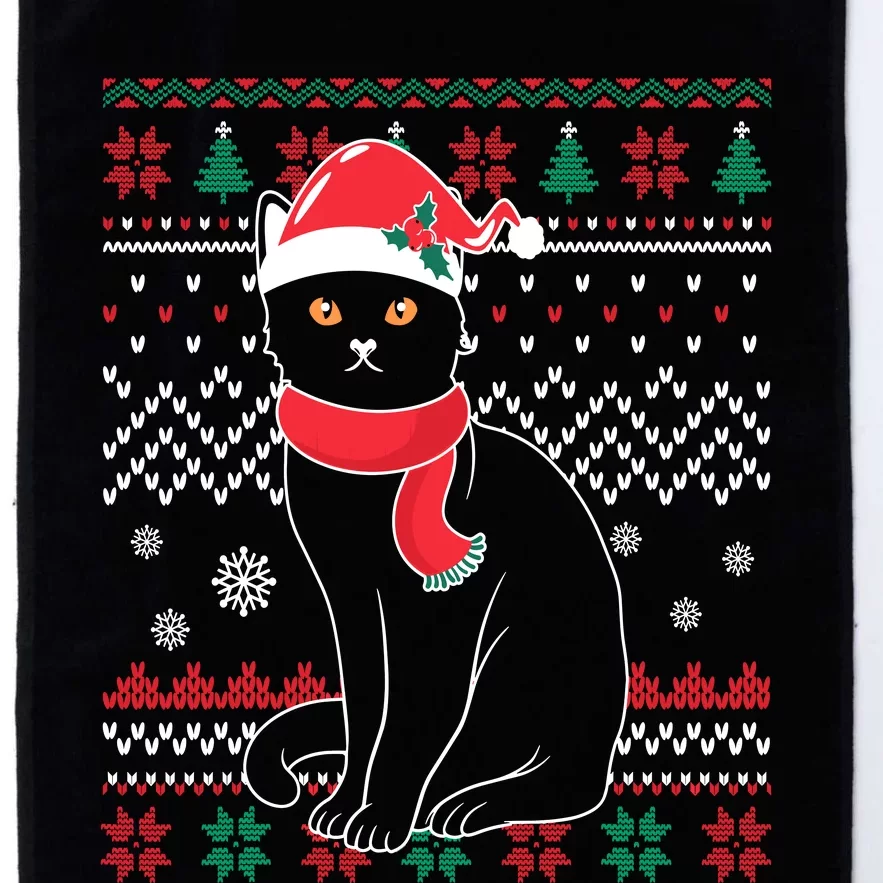 Funny Cat Lovers Cute Cat Santa Hat Ugly Christmas Sweater Platinum Collection Golf Towel