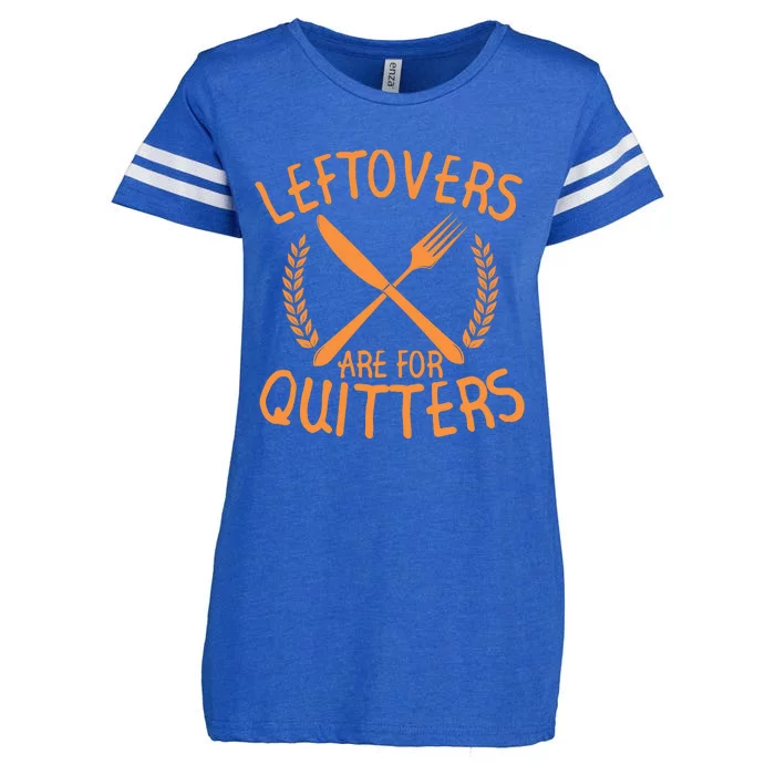 Funny Cute Leftovers Are For Quitters Thanksgiving Turkey Enza Ladies Jersey Football T-Shirt