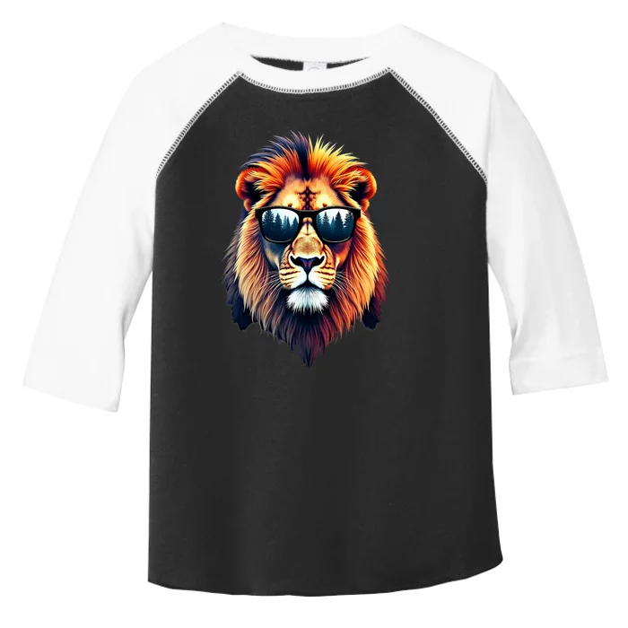 Funny Colorful Lion In Sunglasses Lions Toddler Fine Jersey T-Shirt