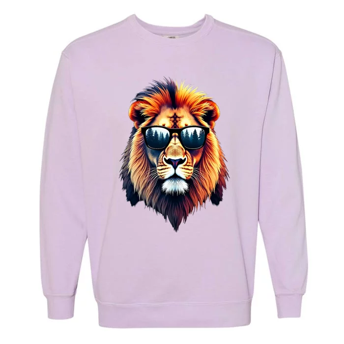 Funny Colorful Lion In Sunglasses Lions Garment-Dyed Sweatshirt