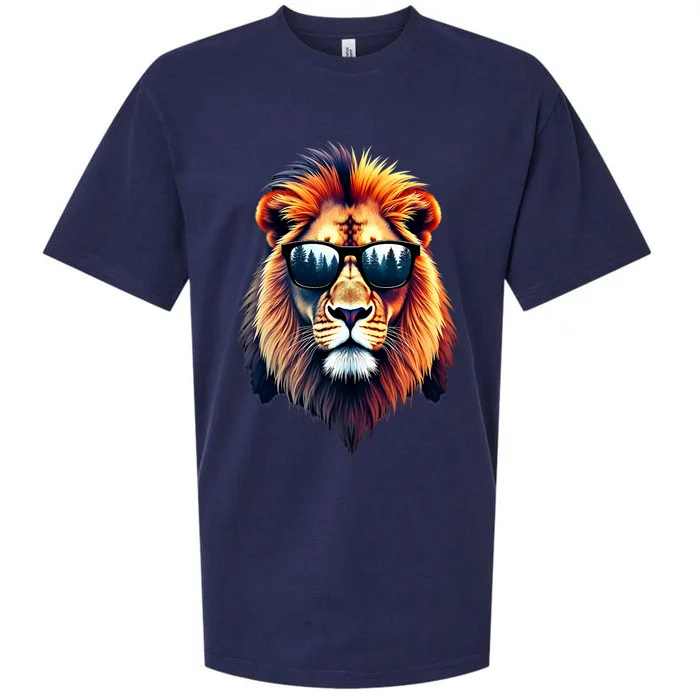 Funny Colorful Lion In Sunglasses Lions Sueded Cloud Jersey T-Shirt