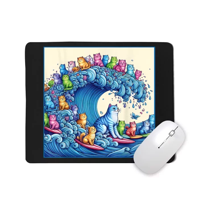 Funny Cat Lovers Kamala Harris Blue Cats Wave Funny Blue Cats Wave For Kamala Mousepad