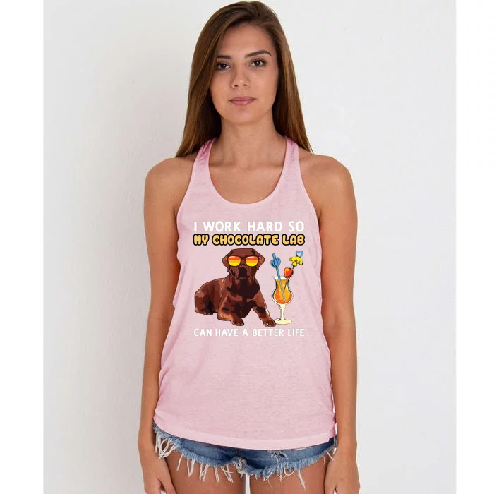 Funny Chocolate Lab Design Chocolate Labrador Lovers Women's Knotted Racerback Tank