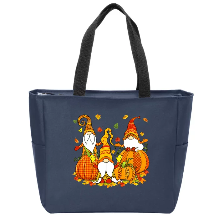 Funny Cute Leopard Pumpkin Plaid Gnomes Fall Autumn Thanksgiving Zip Tote Bag