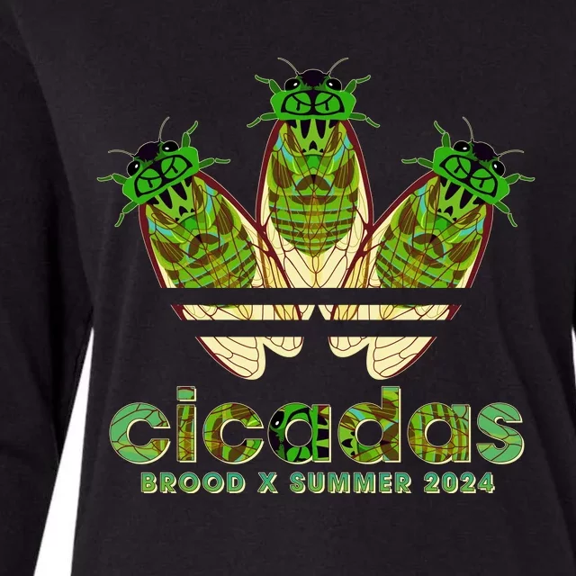 Funny Cicadas Logo Brood X Summer 2024 Womens Cotton Relaxed Long Sleeve T-Shirt