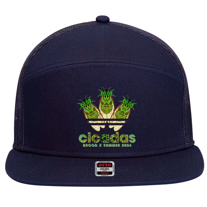 Funny Cicadas Logo Brood X Summer 2024 7 Panel Mesh Trucker Snapback Hat