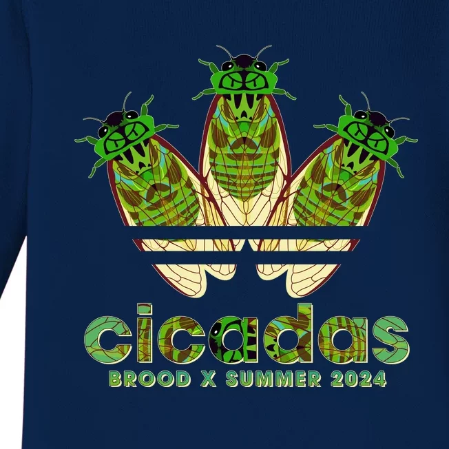 Funny Cicadas Logo Brood X Summer 2024 Baby Long Sleeve Bodysuit