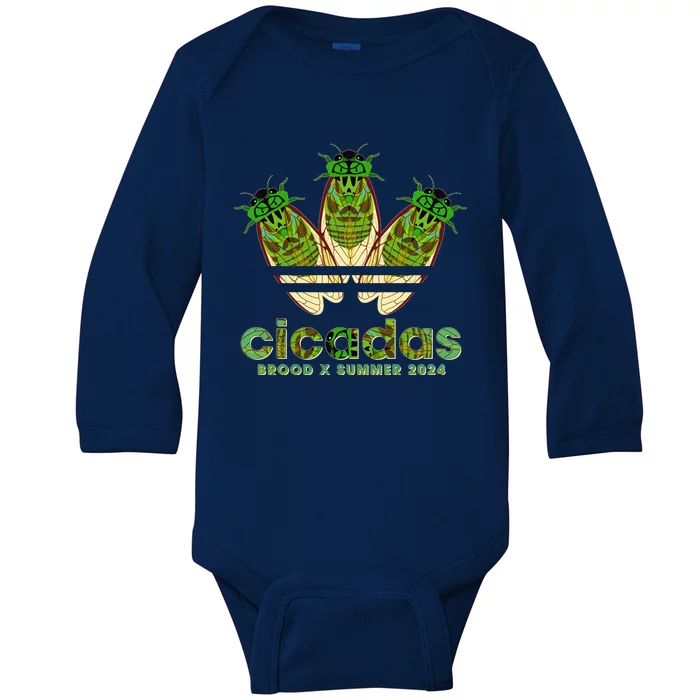 Funny Cicadas Logo Brood X Summer 2024 Baby Long Sleeve Bodysuit