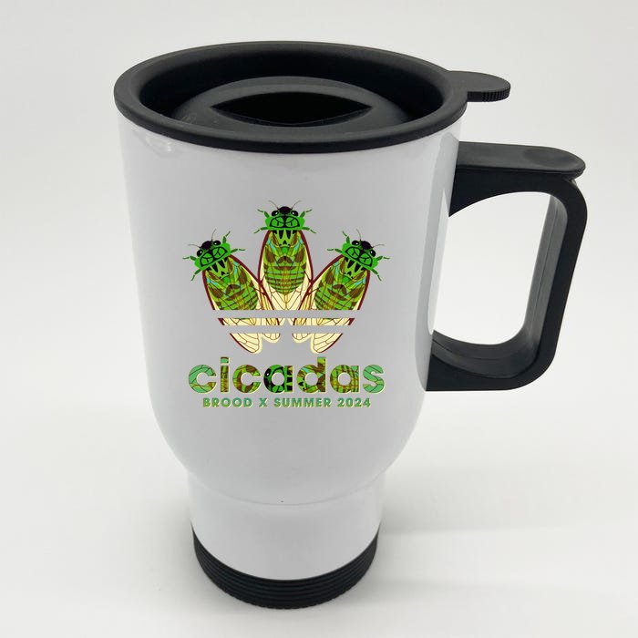 Funny Cicadas Logo Brood X Summer 2024 Front & Back Stainless Steel Travel Mug