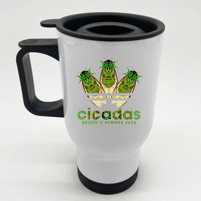 Funny Cicadas Logo Brood X Summer 2024 Front & Back Stainless Steel Travel Mug