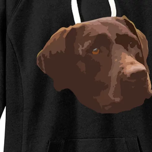 Funny Chocolate Lab Labrador Retriever Dog Head Women's Fleece Hoodie