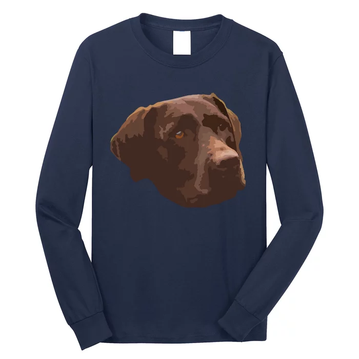 Funny Chocolate Lab Labrador Retriever Dog Head Long Sleeve Shirt