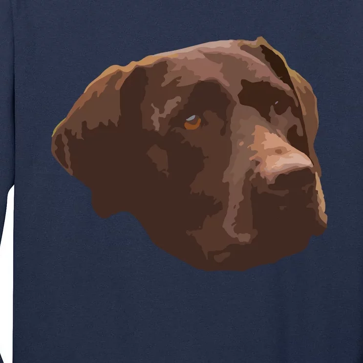 Funny Chocolate Lab Labrador Retriever Dog Head Tall Long Sleeve T-Shirt